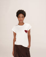 T-shirt motif coeur bordeaux Take