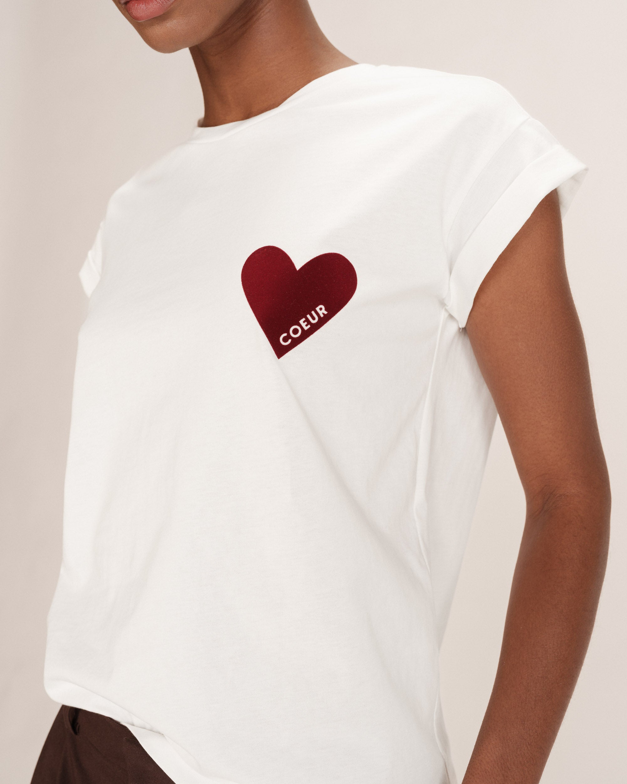 T-shirt motif coeur bordeaux Take