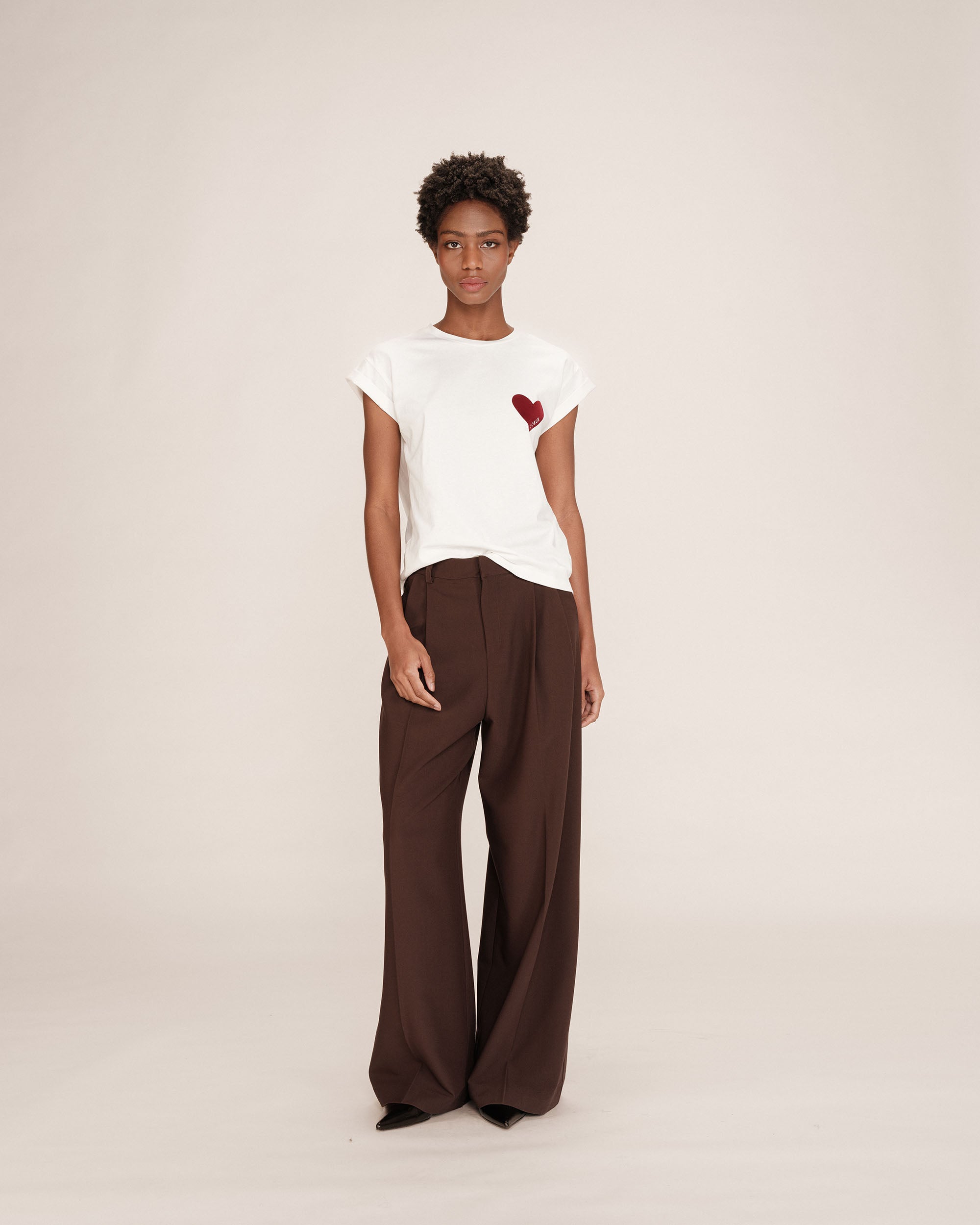 T-shirt motif coeur bordeaux Take