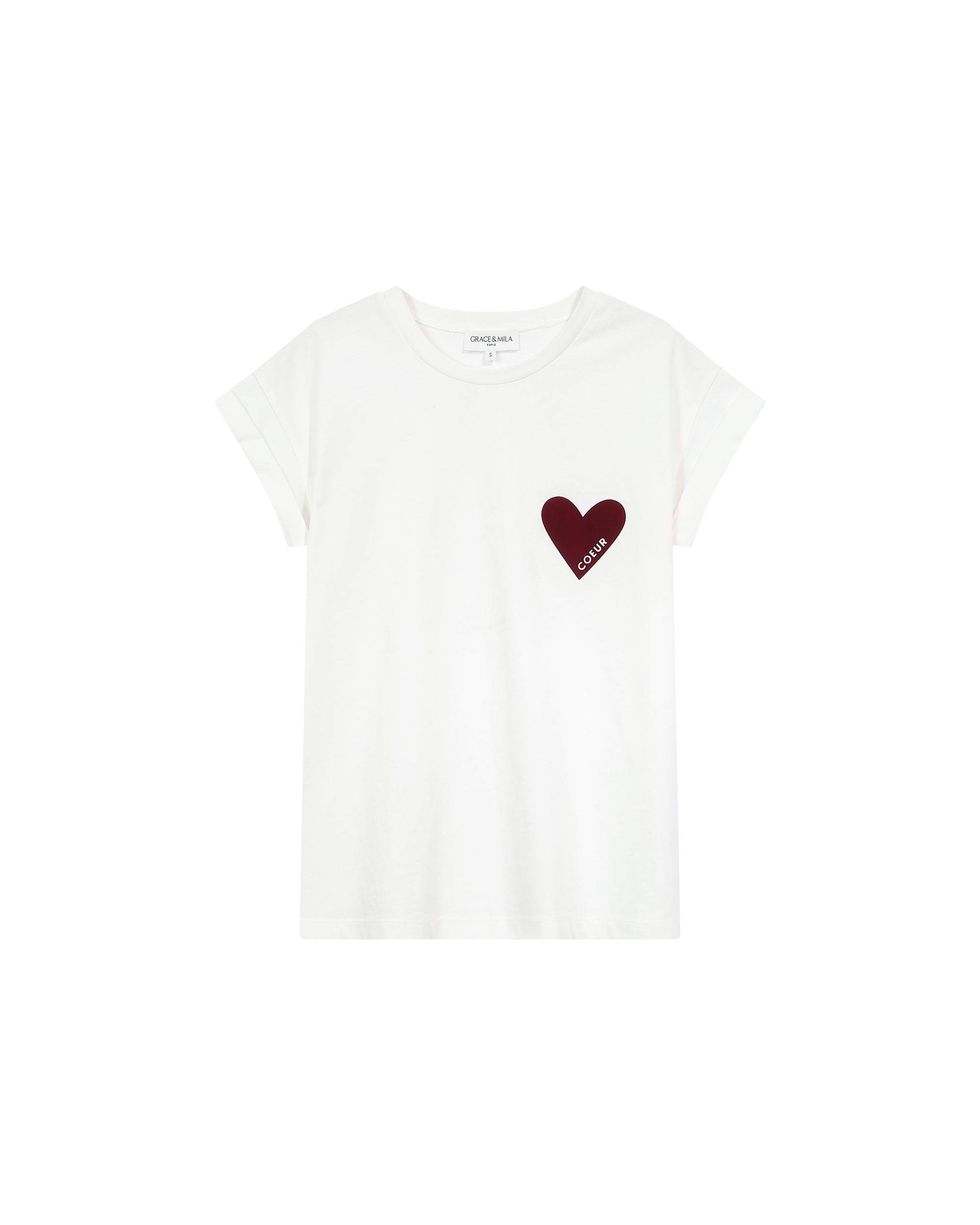 T-shirt motif coeur bordeaux Take