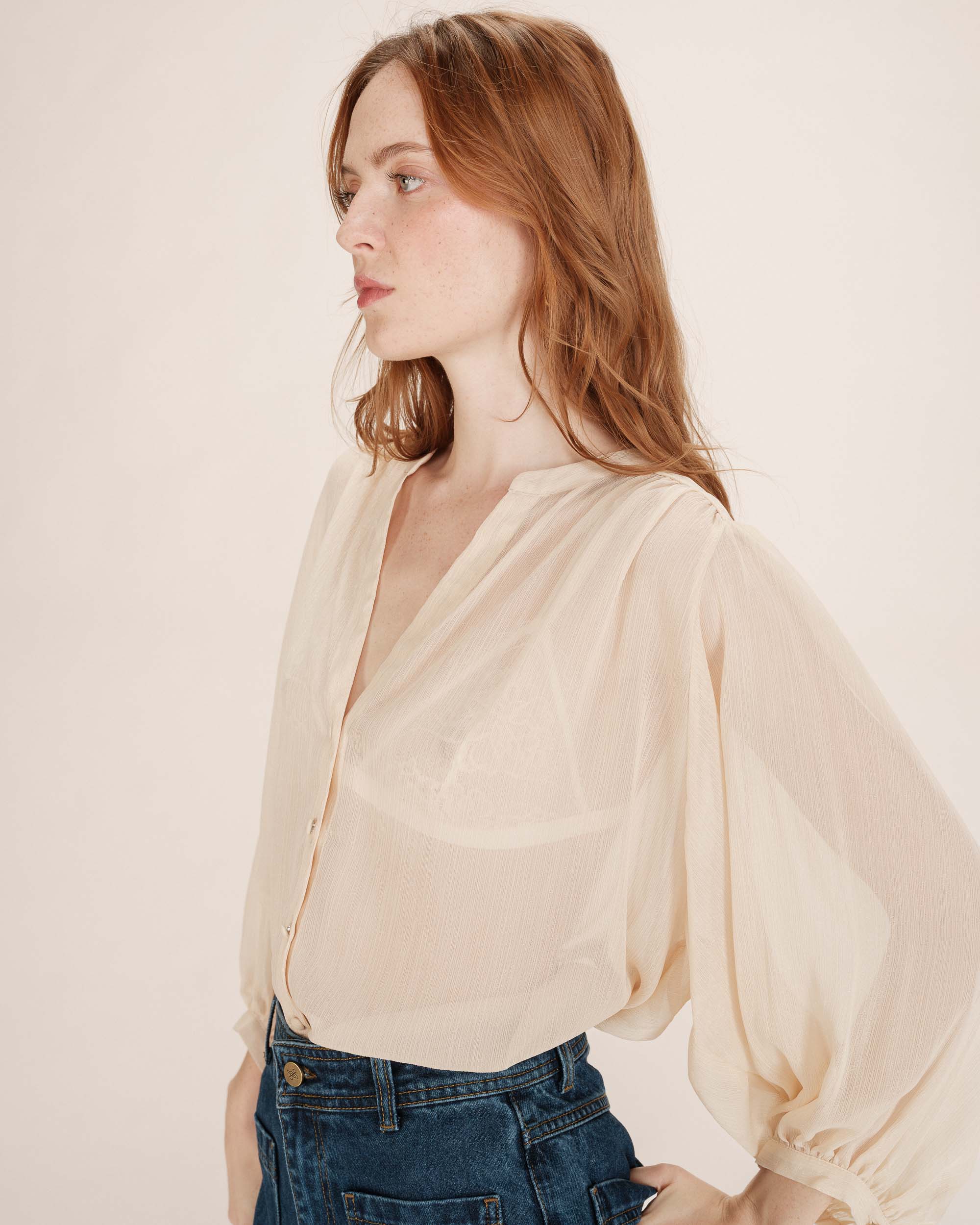 Blouse transparente lurex vanille Tarzy