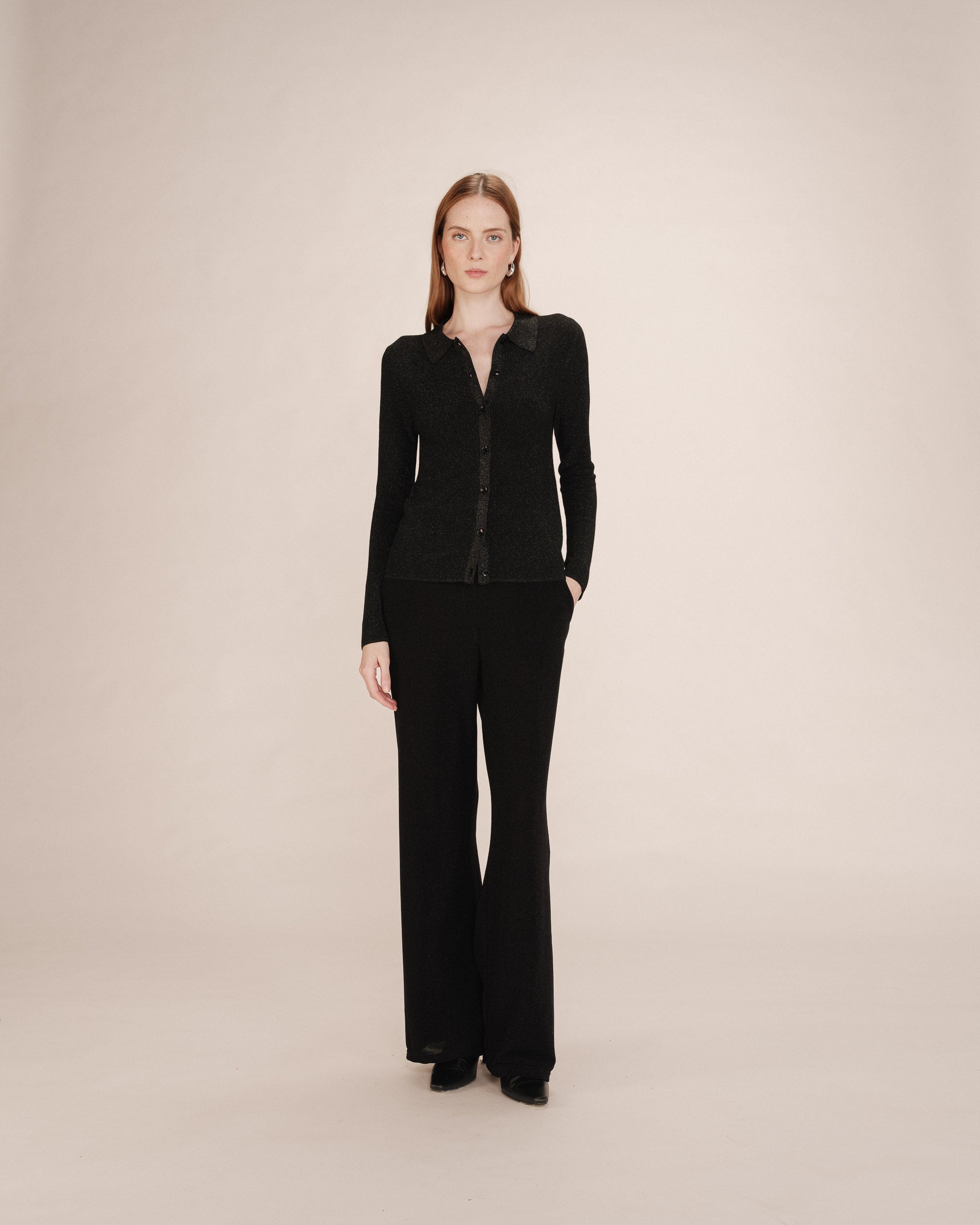 Fitted lurex cardigan black Teller