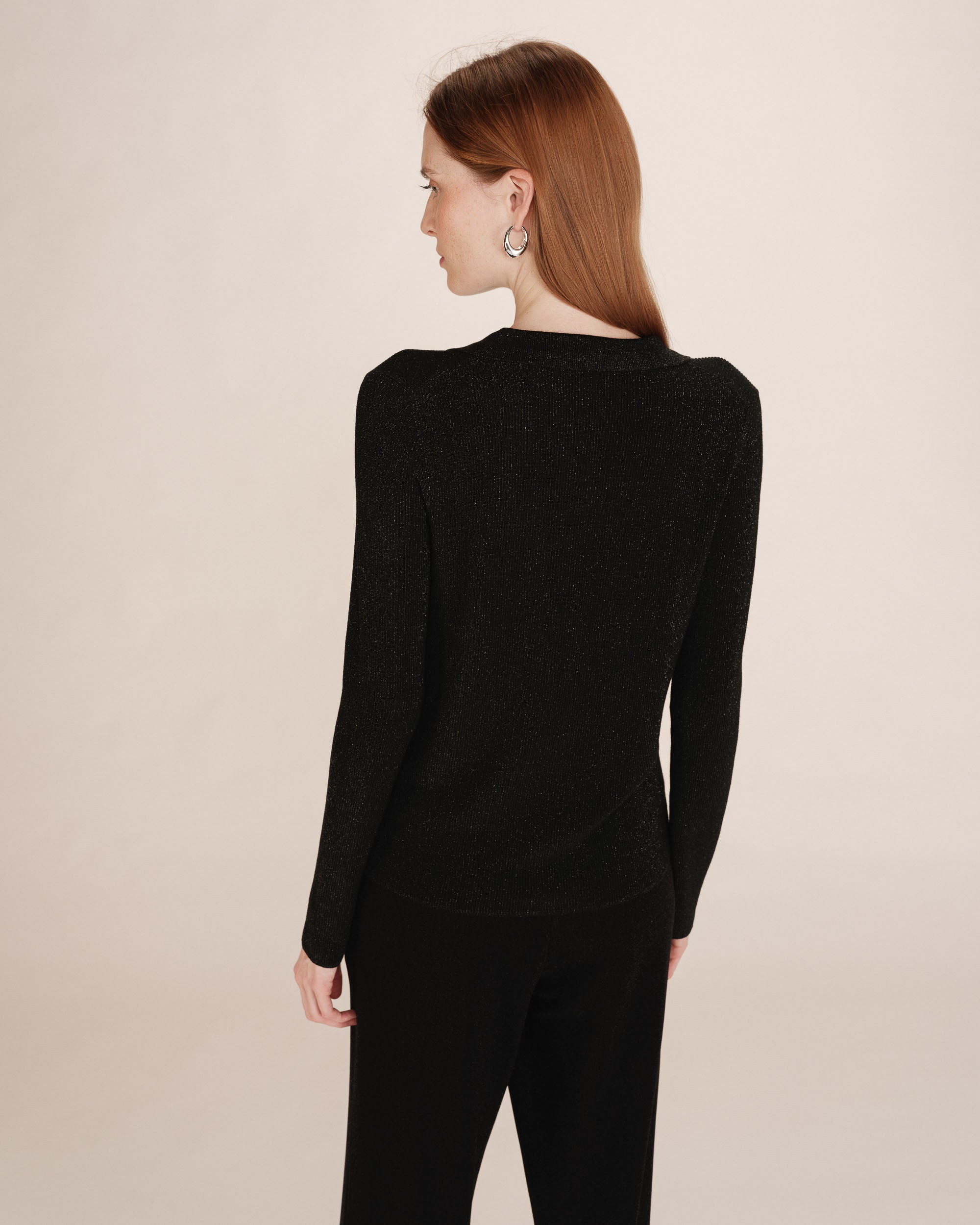 Fitted lurex cardigan black Teller