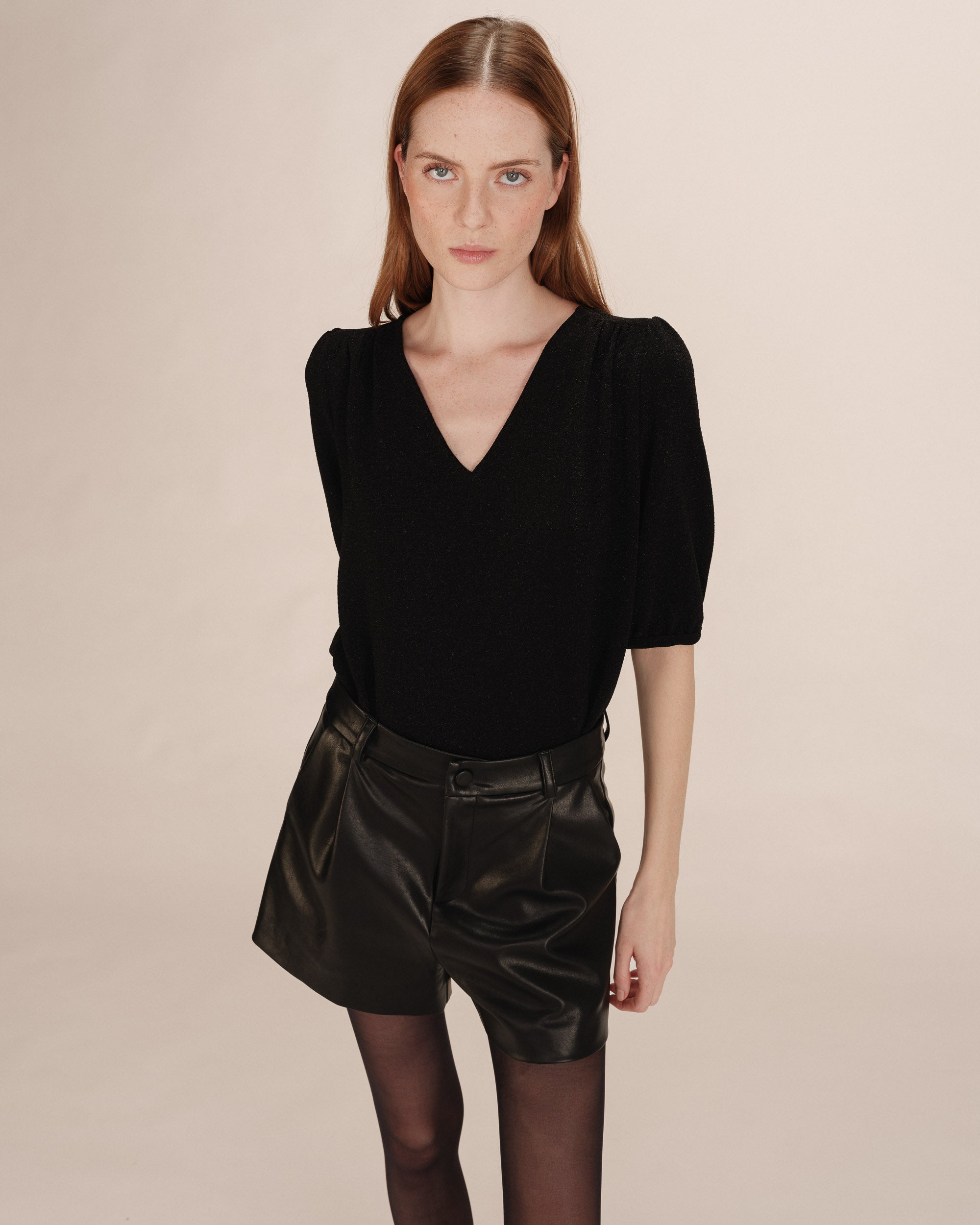 Top manches 3/4 en lurex noir Timide