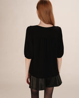 Top manches 3/4 en lurex noir Timide