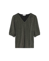 Top manches 3/4 en lurex or Timide