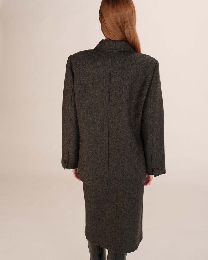 Blazer manteau laine anthracite Thomas