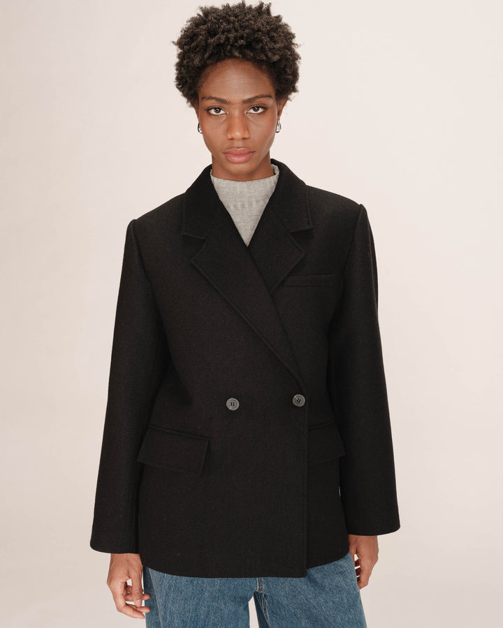 Blazer manteau laine noir Thomas