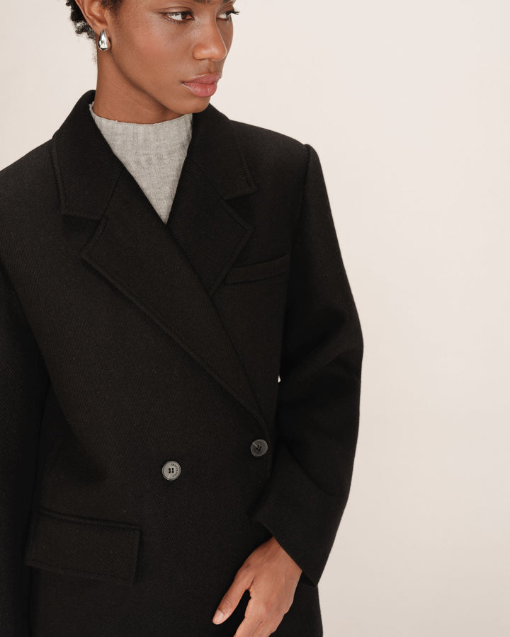 Blazer manteau laine noir Thomas