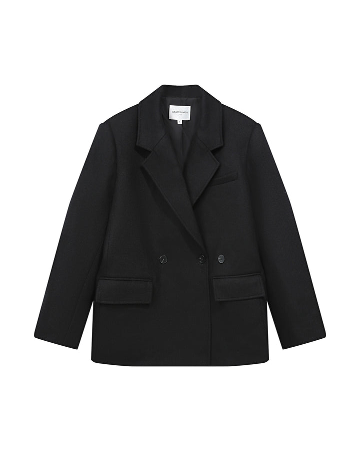 Blazer manteau laine noir Thomas