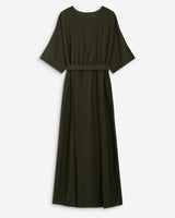 Flared maxi V-neck wrap dress kaki Amelia