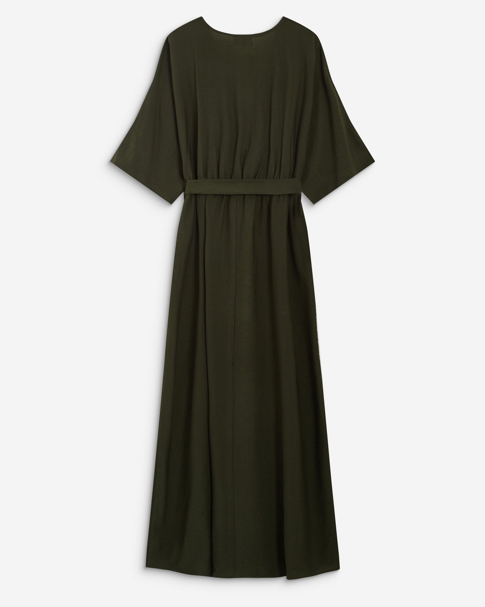 Flared maxi V-neck wrap dress kaki Amelia