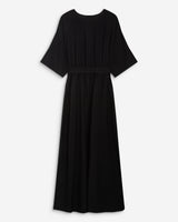 Robe longue évasée col V croisé noir Amelia