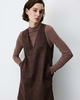 Robe courte sans manches en suédine chocolat Anaya