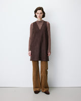 Robe courte sans manches en suédine chocolat Anaya