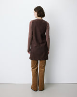 Robe courte sans manches en suédine chocolat Anaya