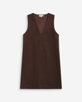 Robe courte sans manches en suédine chocolat Anaya