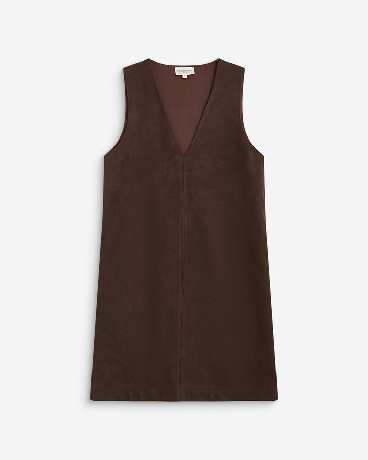 Robe courte sans manches en suédine chocolat Anaya