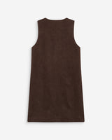 Robe courte sans manches en suédine chocolat Anaya