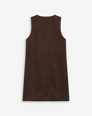 Robe courte sans manches en suédine chocolat Anaya
