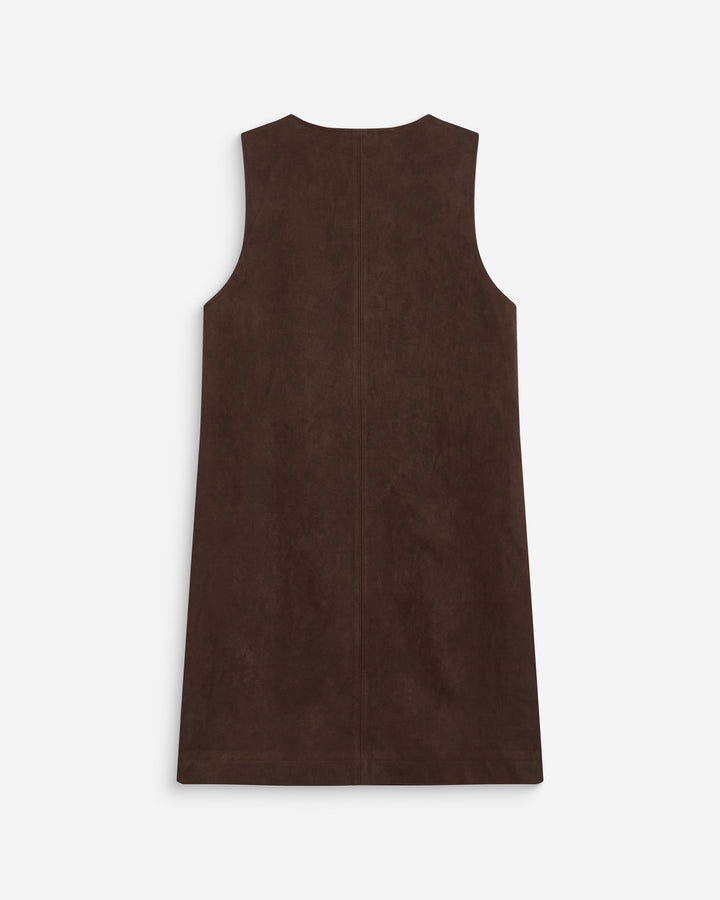 Robe courte sans manches en suédine chocolat Anaya