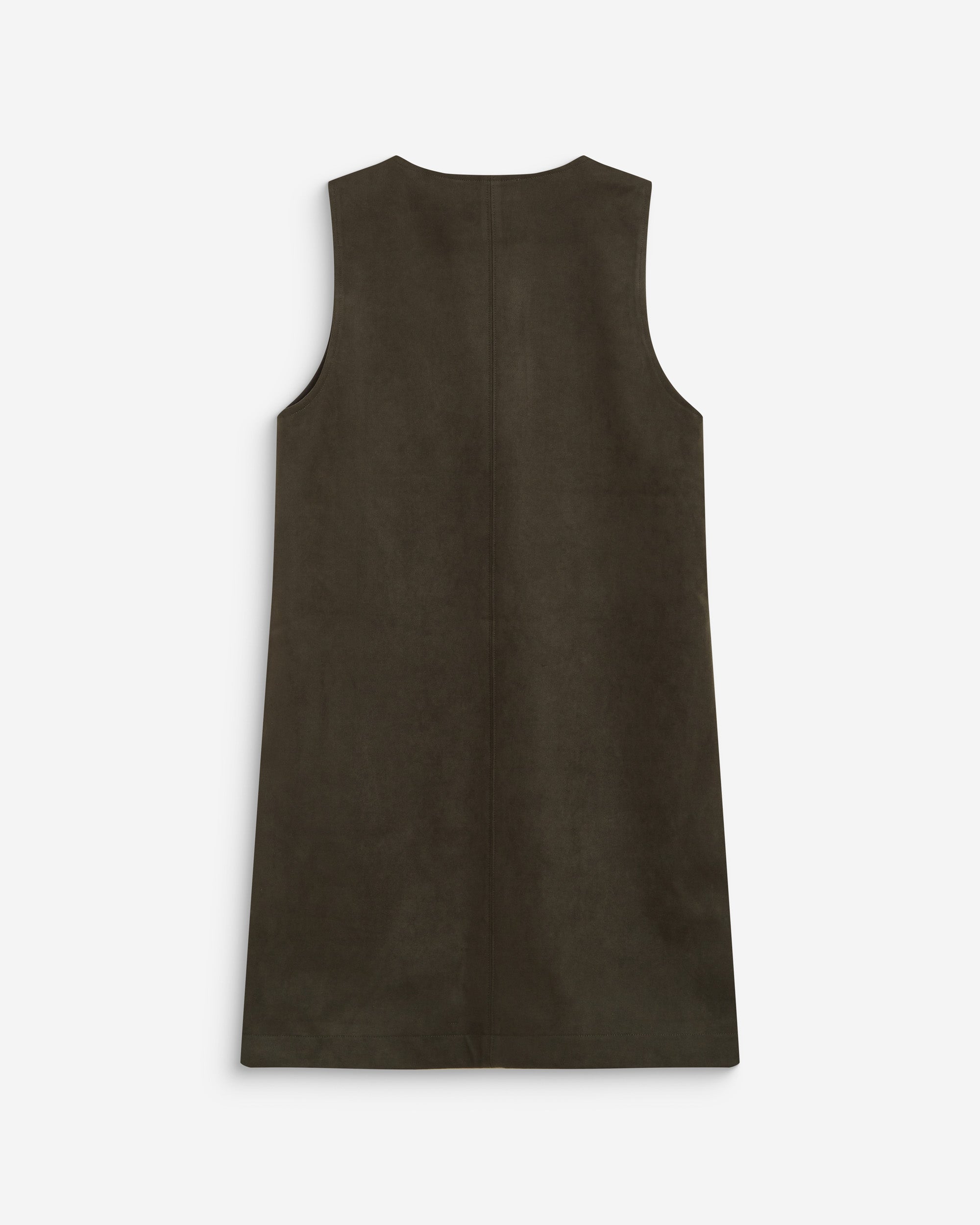 Robe courte sans manches en suédine kaki Anaya