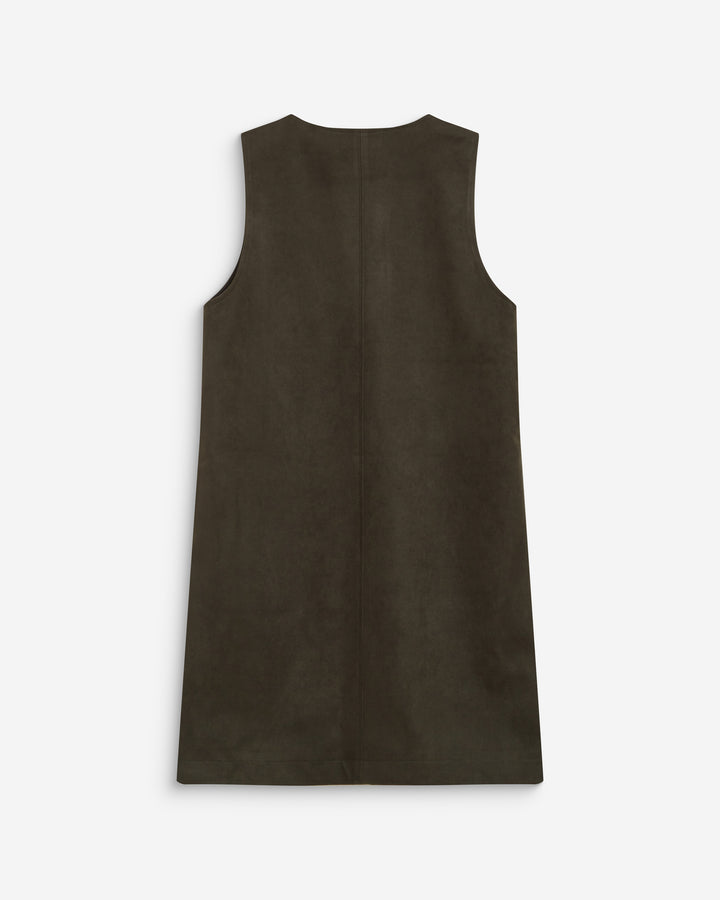 Robe courte sans manches en suédine kaki Anaya