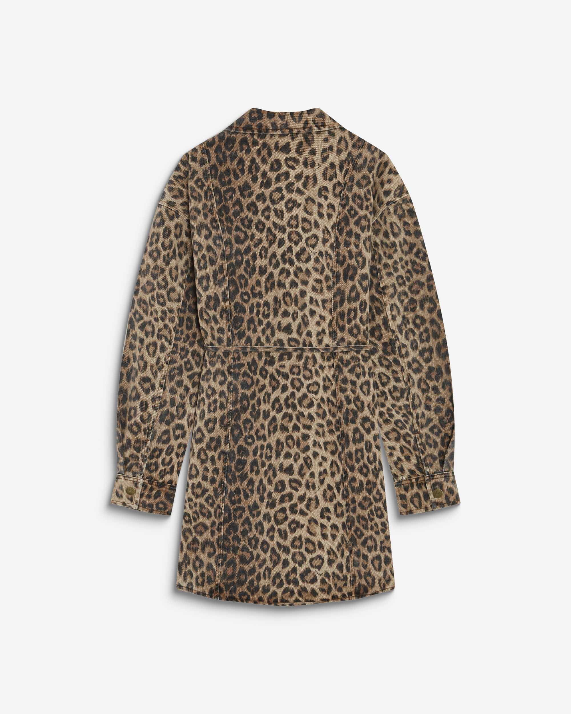 Robe chemise courte en denim à motif leo Alizee