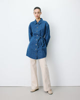 Vestido camisero corto en denim mediumblue Alizee