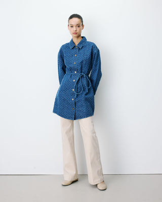 Vestido camisero corto en denim mediumblue Alizee