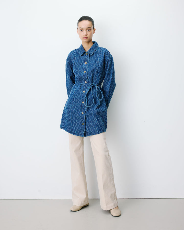 Vestido camisero corto en denim mediumblue Alizee