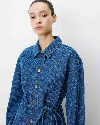 Vestido camisero corto en denim mediumblue Alizee