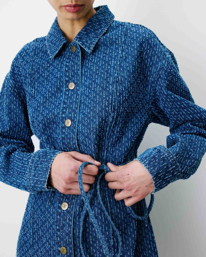 Vestido camisero corto en denim mediumblue Alizee