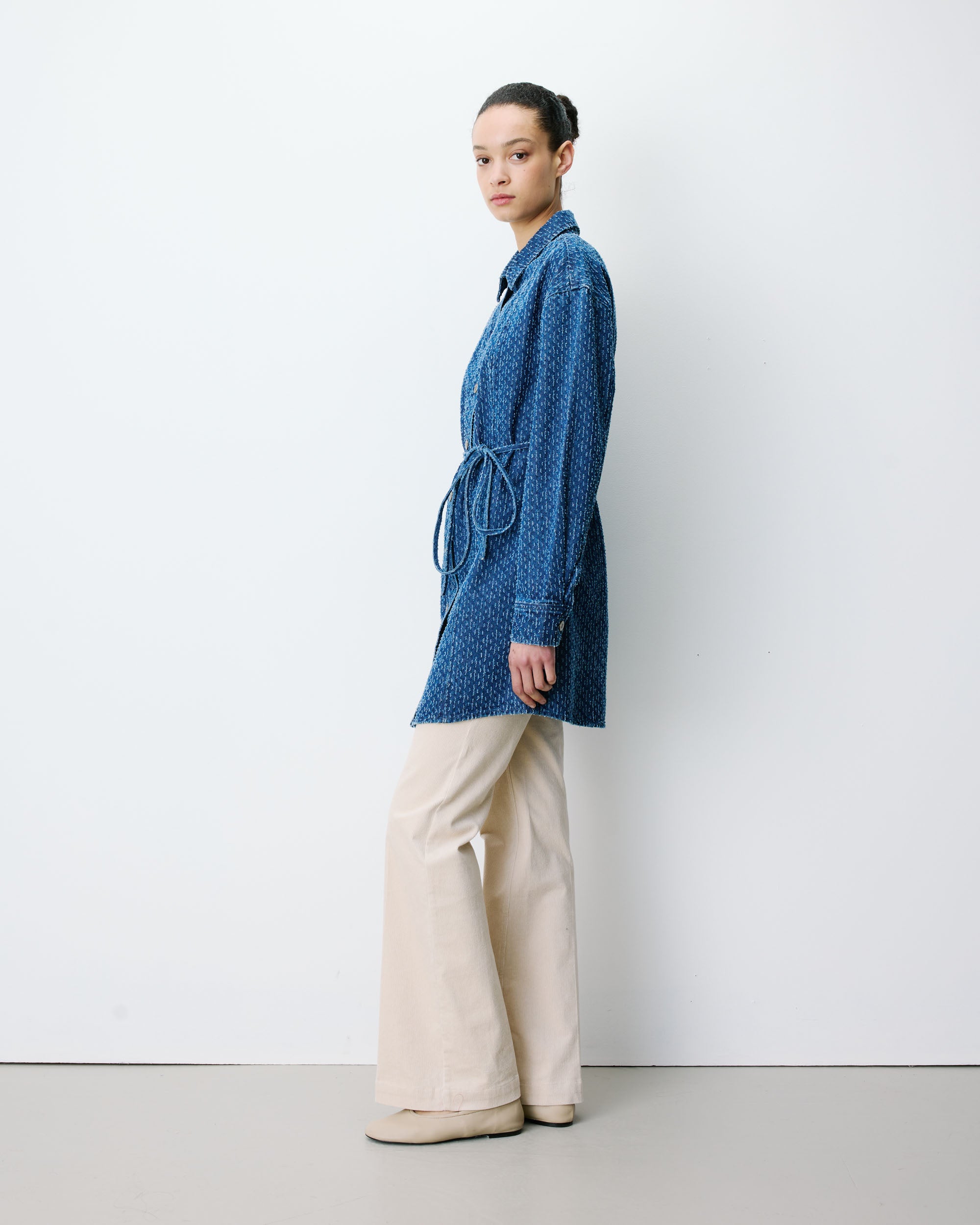 Vestido camisero corto en denim mediumblue Alizee