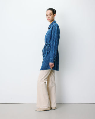 Vestido camisero corto en denim mediumblue Alizee