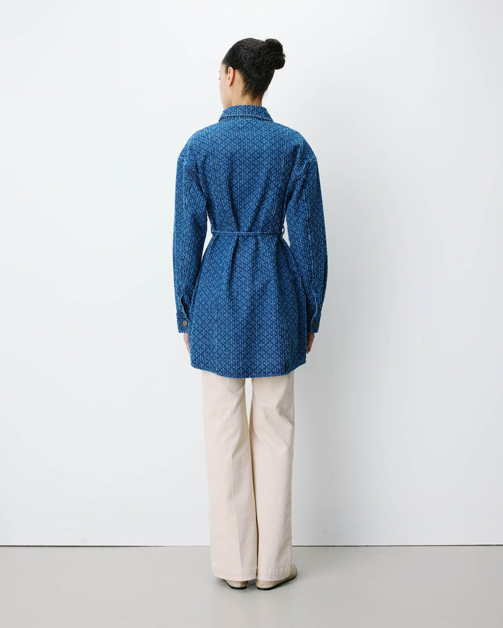 Vestido camisero corto en denim mediumblue Alizee