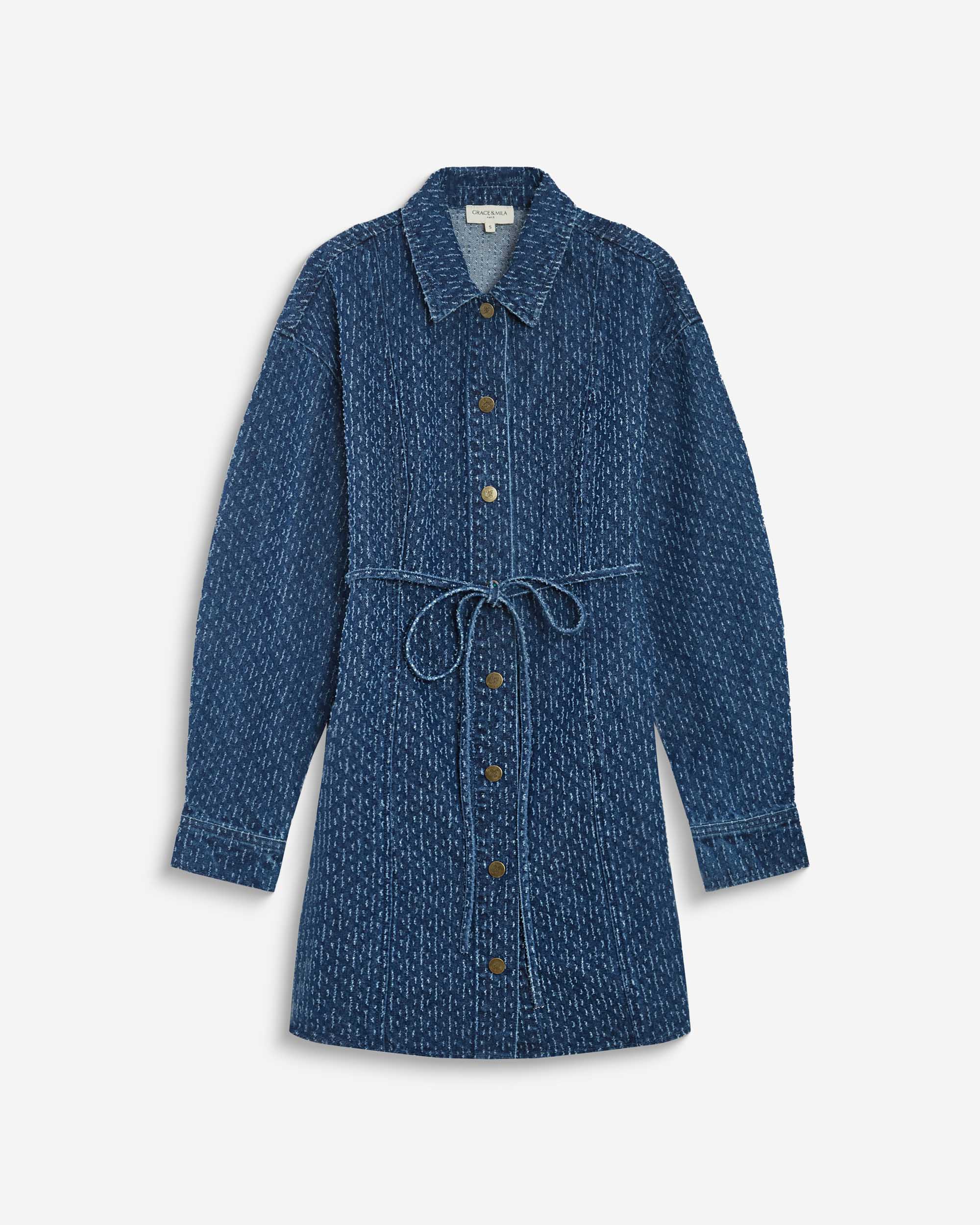 Vestido camisero corto en denim mediumblue Alizee