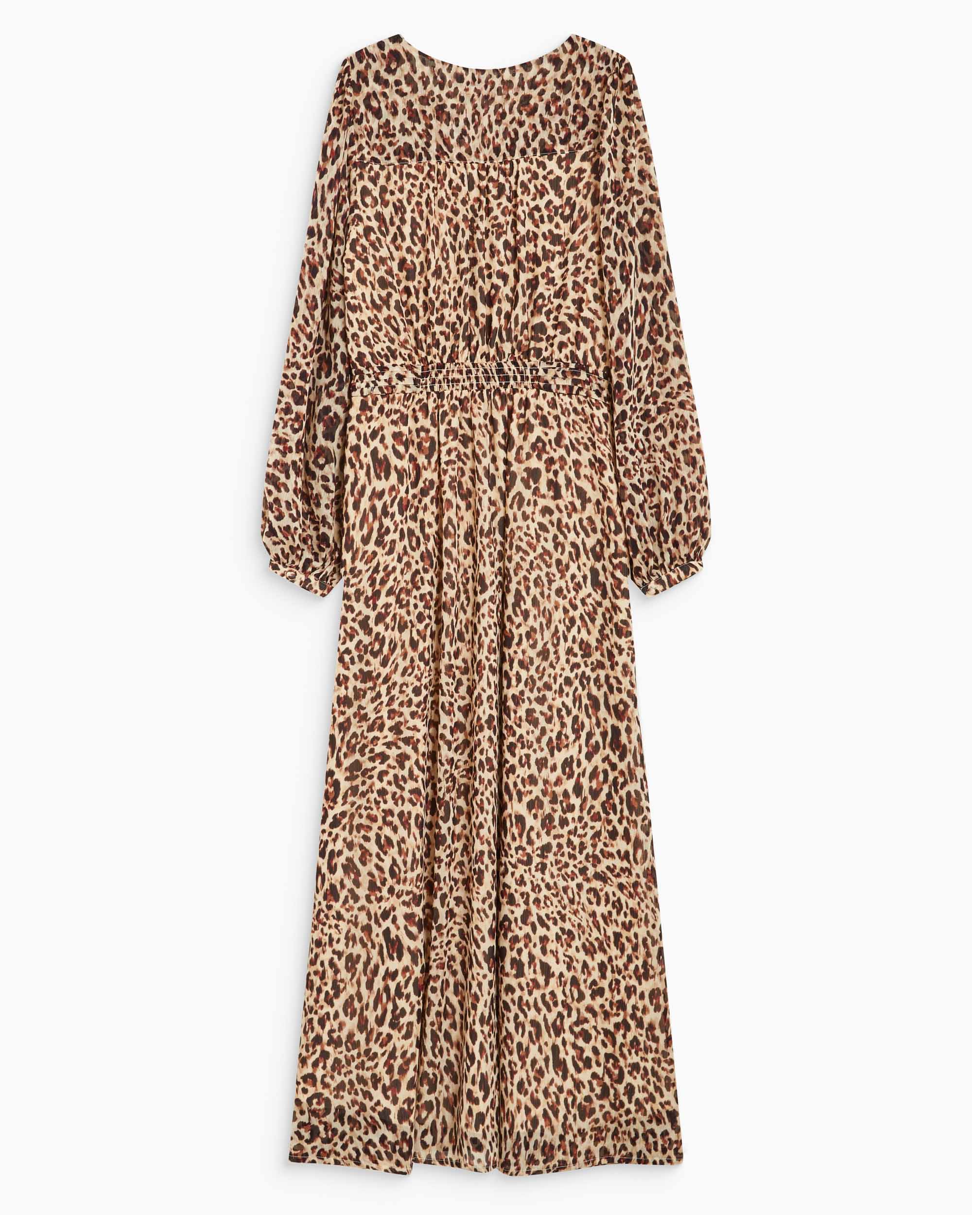 Robe longue col V manches longues imprimée leo Alice