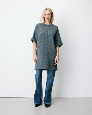 Robe courte en maille manches kimono anthracite Alinae
