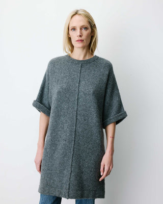 Robe courte en maille manches kimono anthracite Alinae