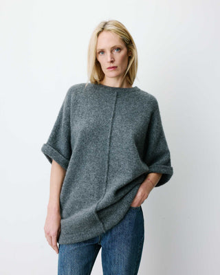 Robe courte en maille manches kimono anthracite Alinae