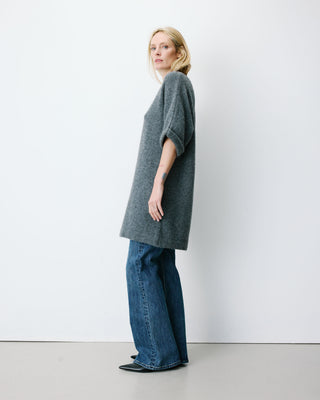 Robe courte en maille manches kimono anthracite Alinae