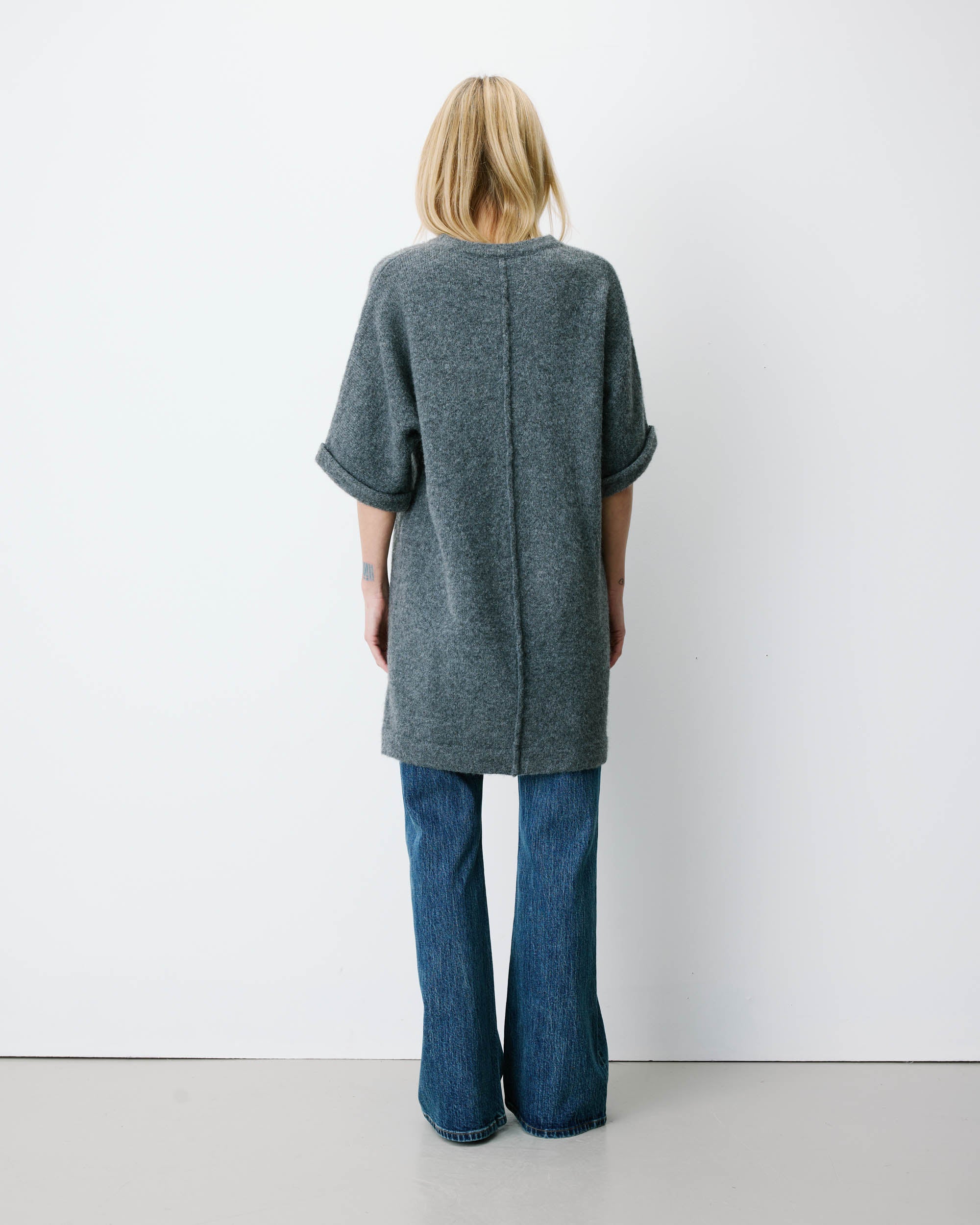 Robe courte en maille manches kimono anthracite Alinae