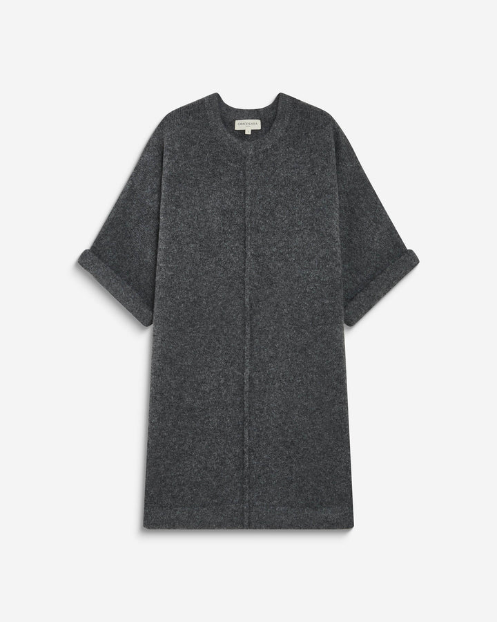 Robe courte en maille manches kimono anthracite Alinae