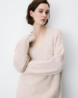 Vestido corto de punto oversize beige Airina