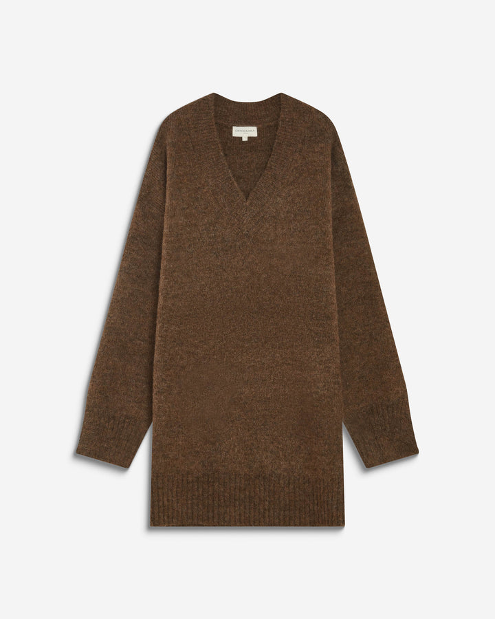 Vestido corto de punto oversize chocolat Airina