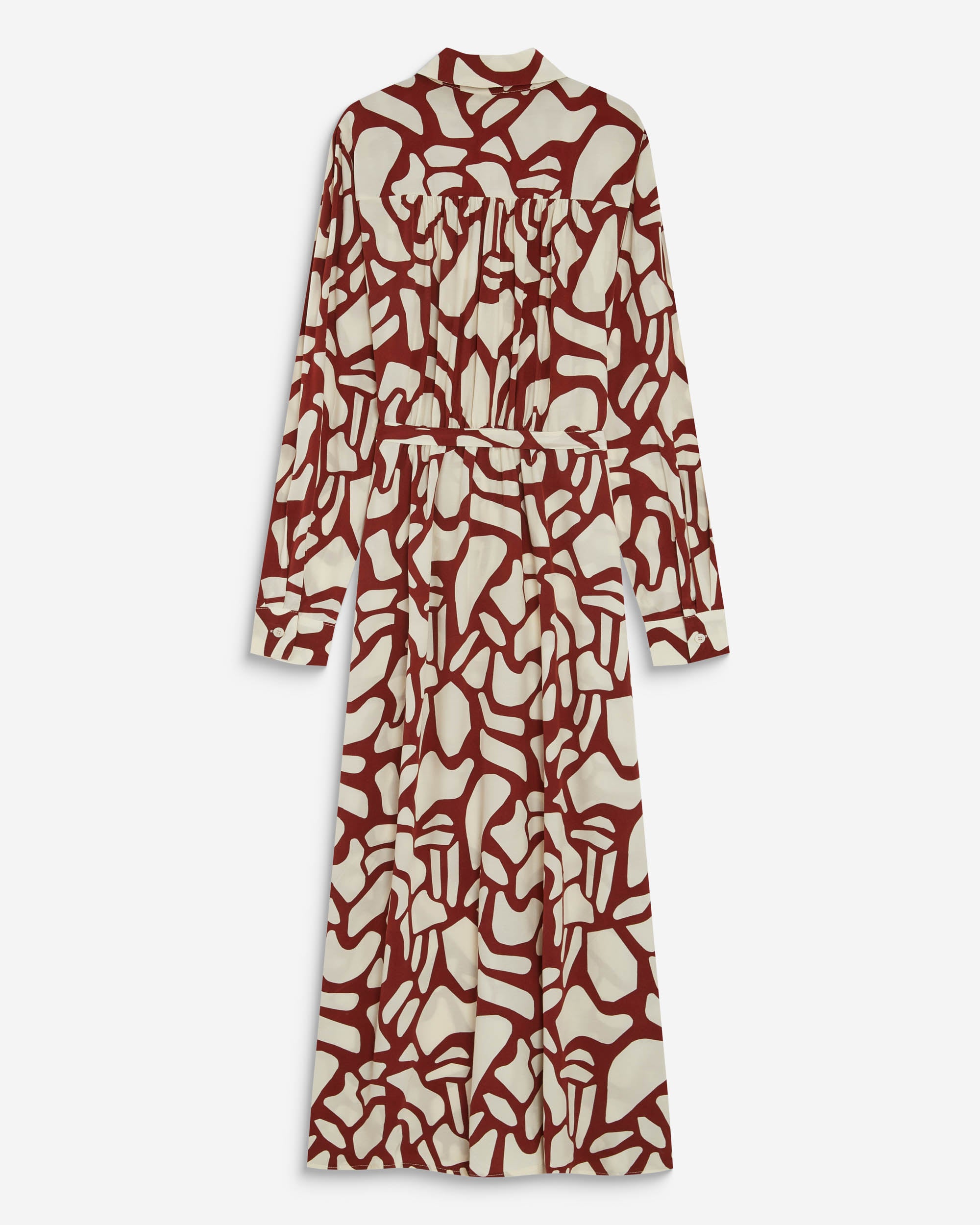 Robe chemise longue ceinturée à motif terracotta Aveline