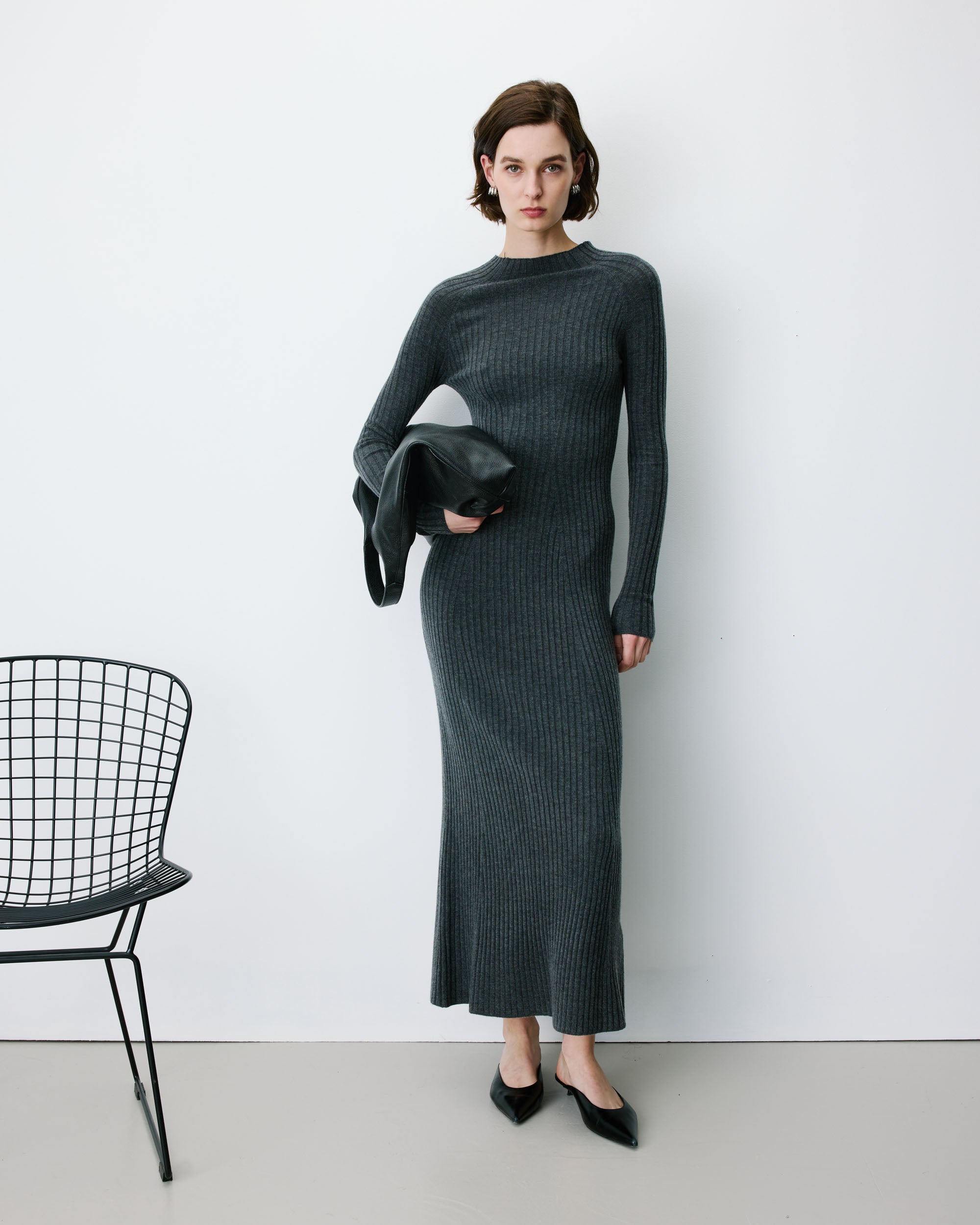 Vestido largo de punto anthracite Alexandra