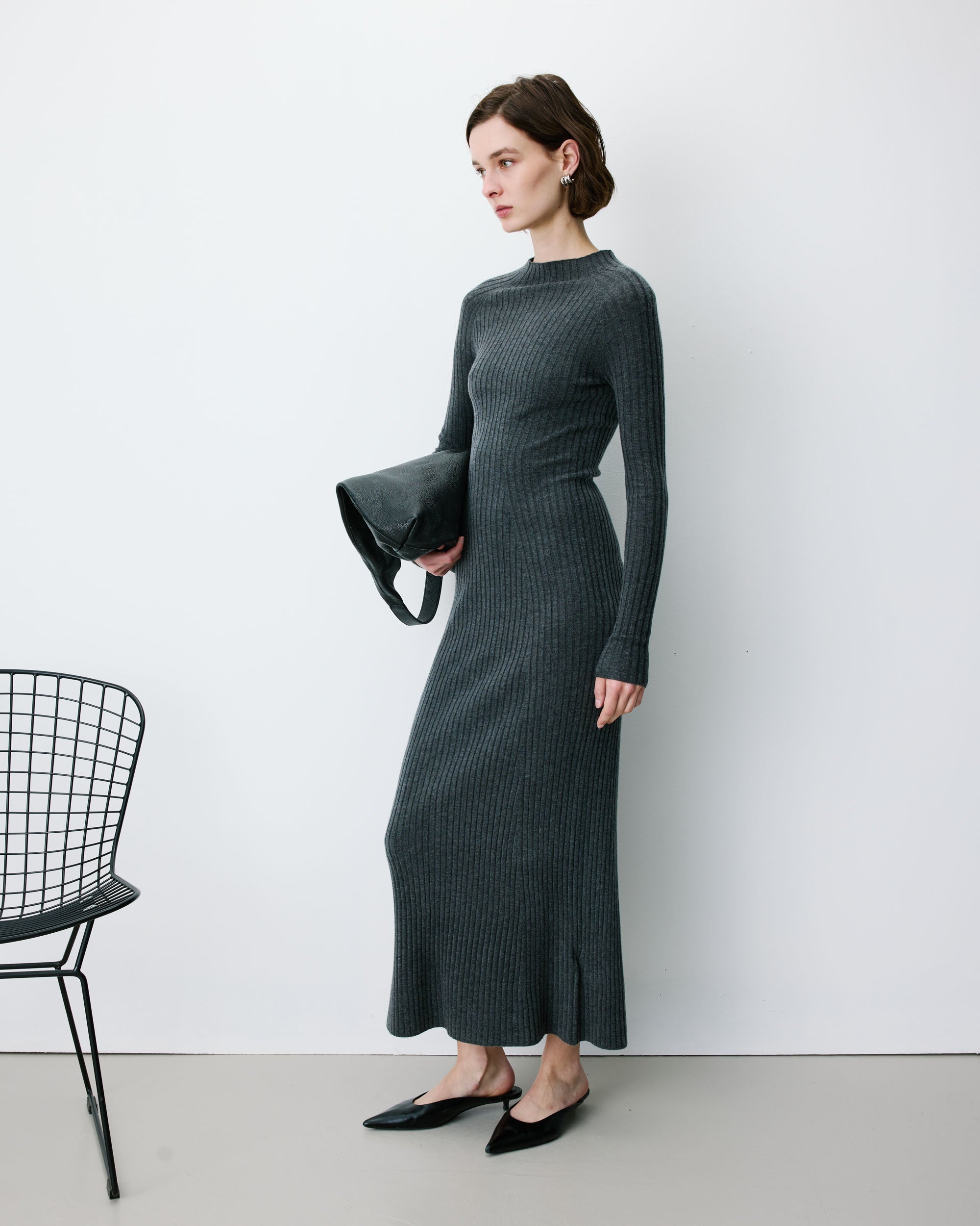 Vestido largo de punto anthracite Alexandra