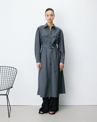 Vestido camisero largo anthracite Arella